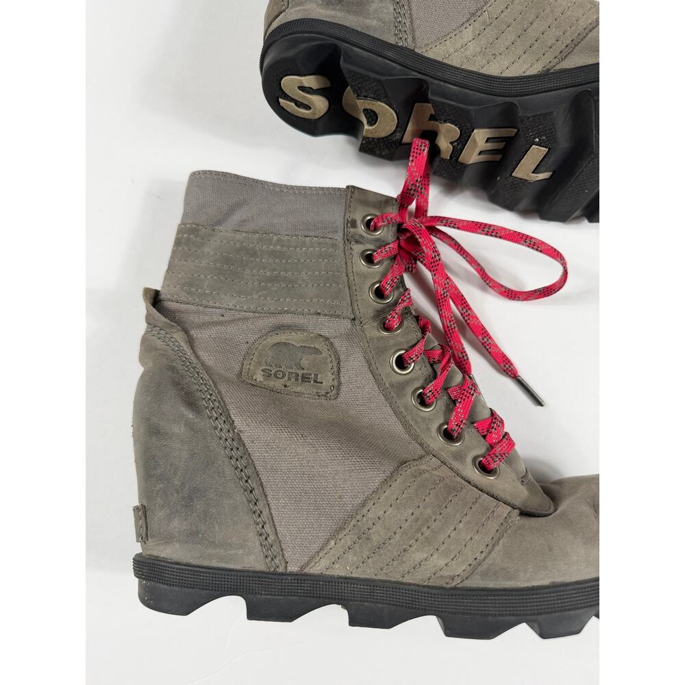 Sorel Lexie Wedge Lace Up Boots Gray Pink Women’s Size 11 - Picture 4 of 7